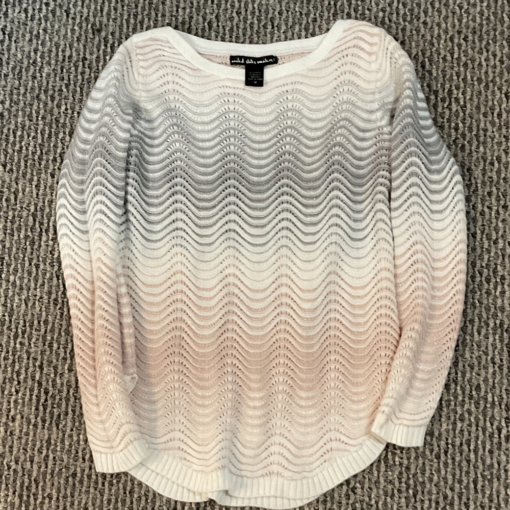 United States Sweaters Cream and Silver Wave Knit Sweater